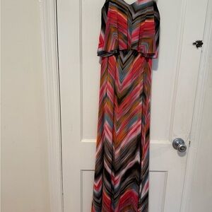 Veronica M Striped Maxi Dress - Pink, Orange, Black